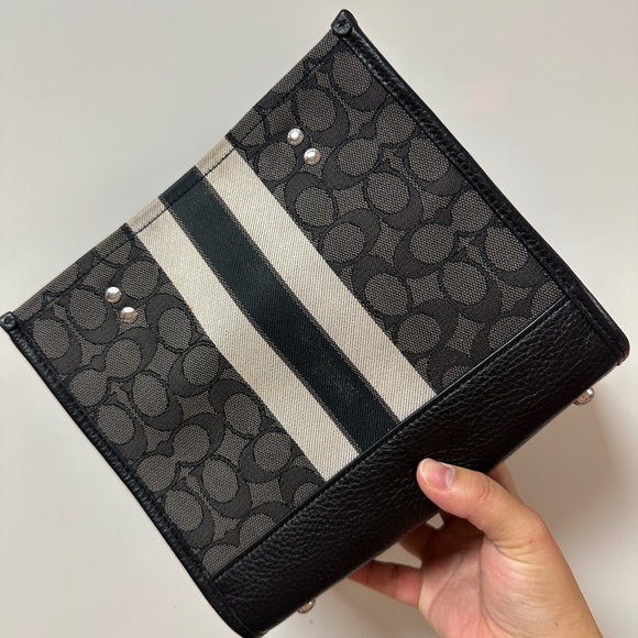 NWT! COACH Jacquard Signature Dempsey 2 way Mini Tote Bag Shoulder C7083 Black - Picture 4 of 12